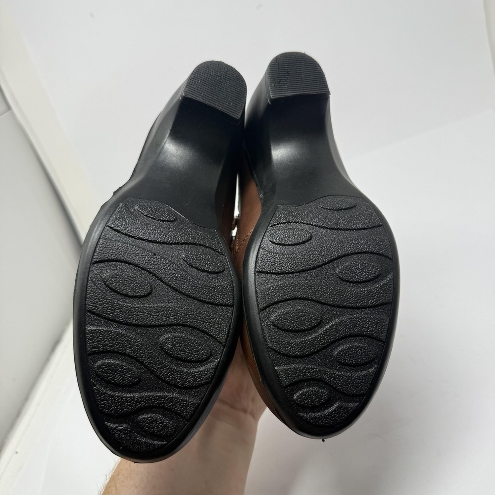 Brown Slip On Shoes Womens Size 8 Medium Block Heel Comfort Casual Zip Sides - Picture 12 of 13